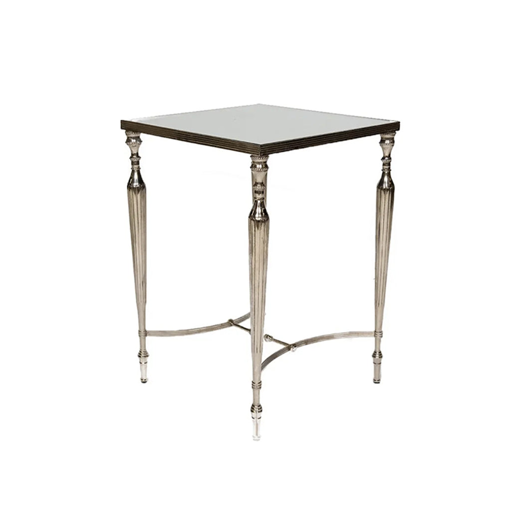 Antoinette Square Nickel Mirror Top Side Table