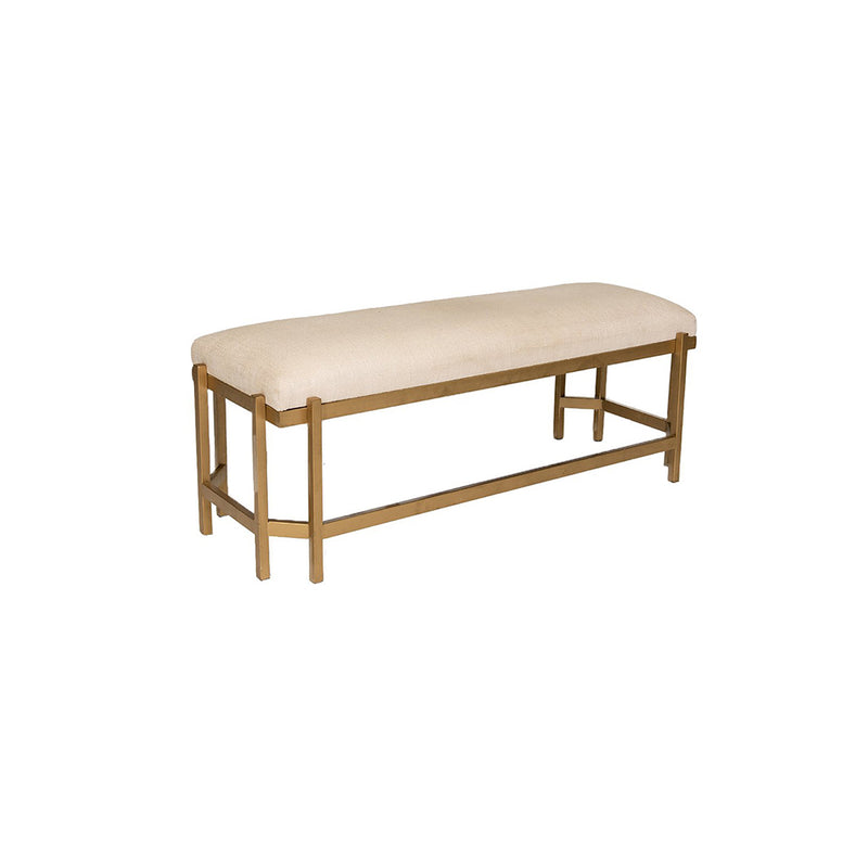 Aubrey Ivory Tufted Bench with Gold Legs
