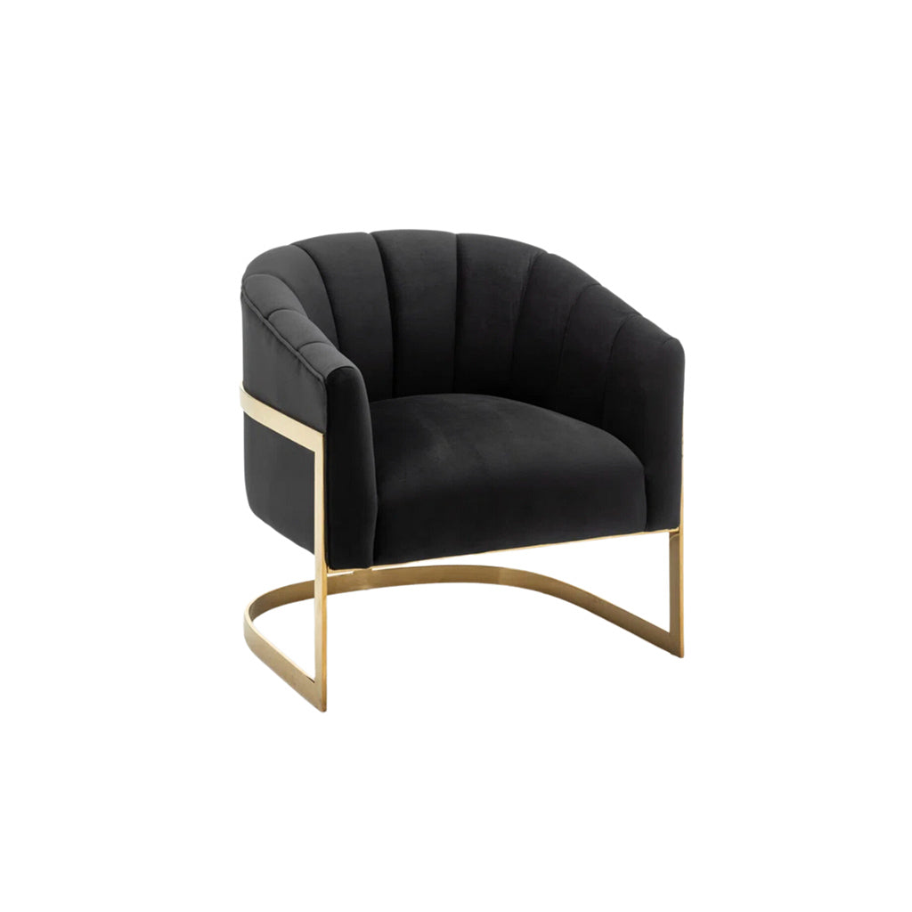 Bennett Black Velvet Barrel Chair