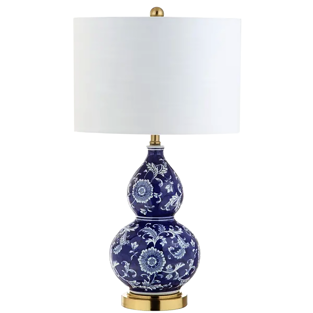 Blue Chinoiserie Lamp, 27"