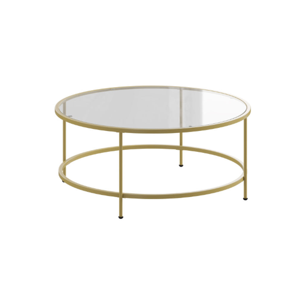 Circular Glass and Gold Coffee Table