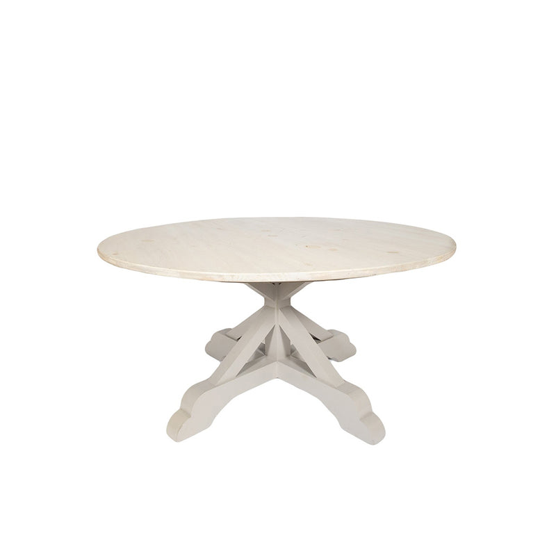 Dupont White Wash 60" Round Dining Table