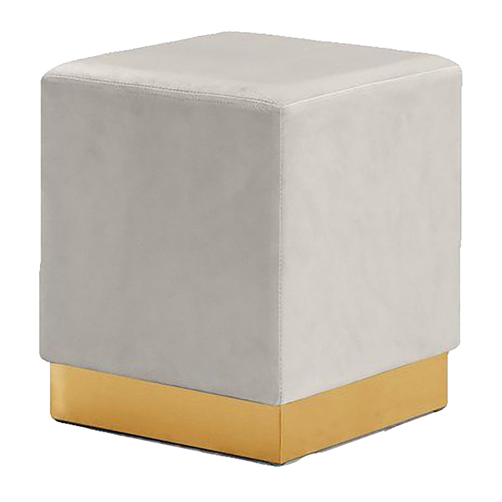 Ivory Velvet Stool