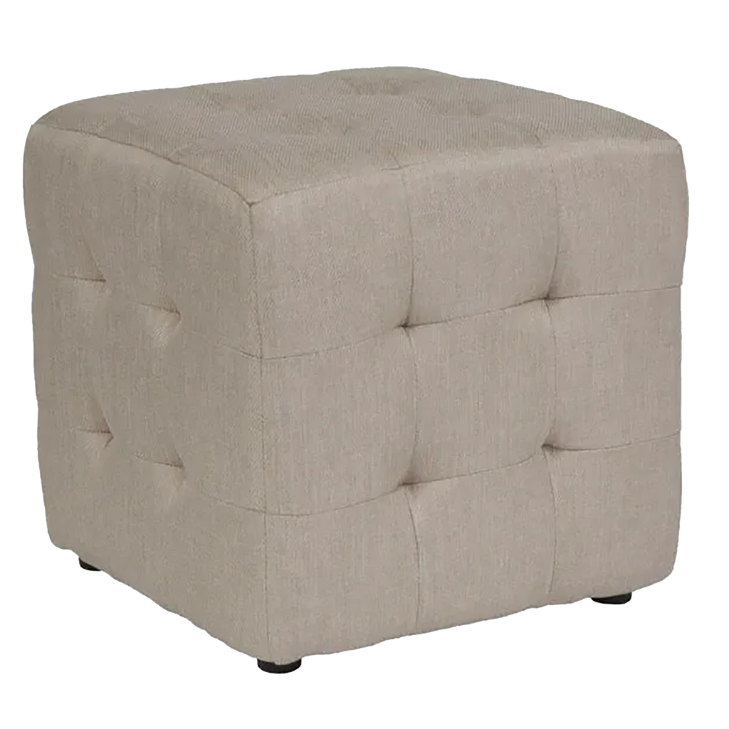 Square Tufted Linen Stool