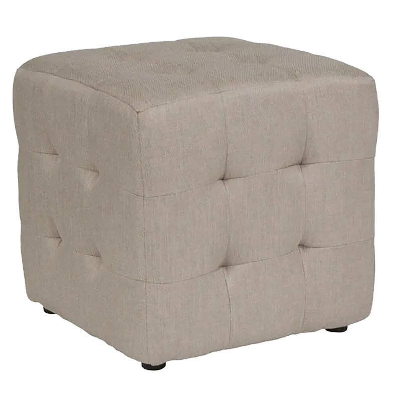 Square Tufted Linen Stool