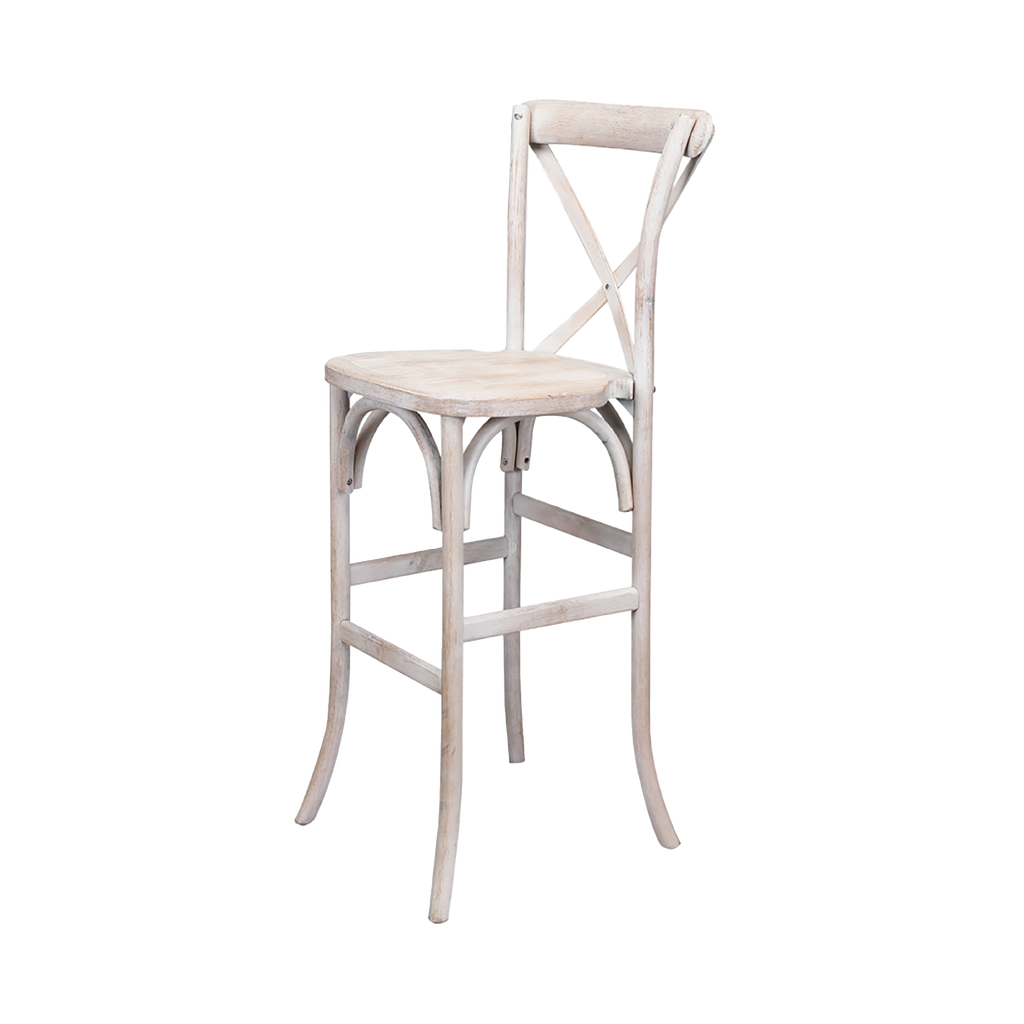 White Wash Crossback Bar Stool