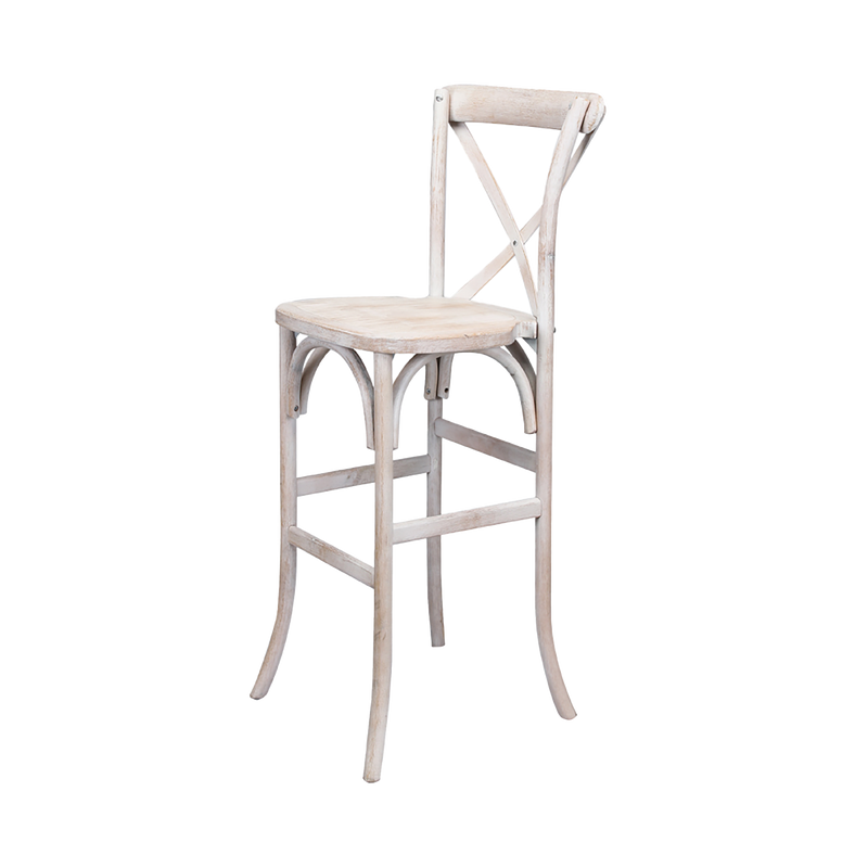 White Wash Crossback Bar Stool