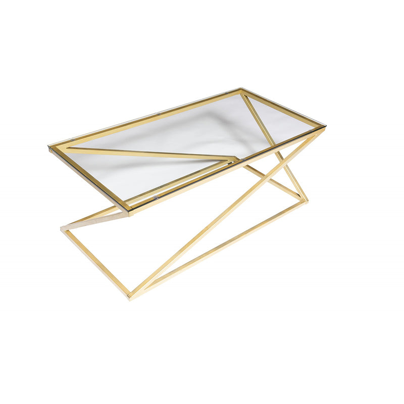 Zenon Matte Gold Glass Top Coffee Table