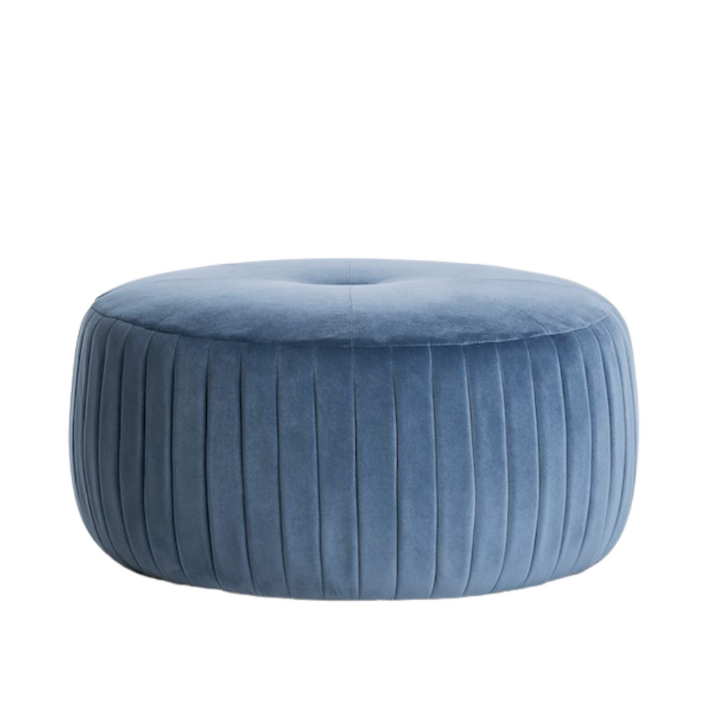 Blue Velvet Century Ottoman