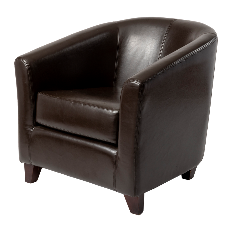 Brown Leather Barrel Chair