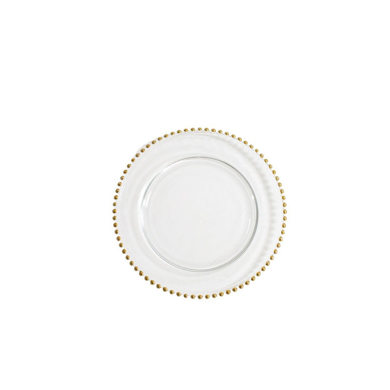 Gold Beaded Glass Charger