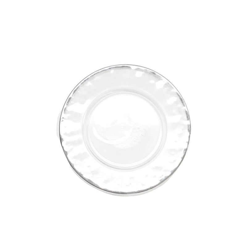 Hammered Silver Rim Glass Charger