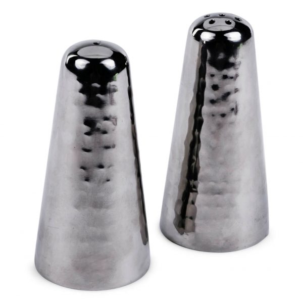 Salt & Pepper Set: Hammered Stainless