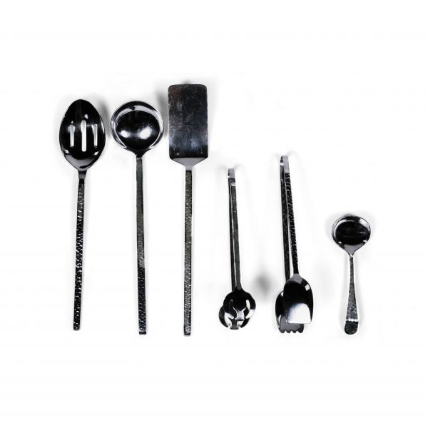 Serving Utensil Set: Hammered Stainless