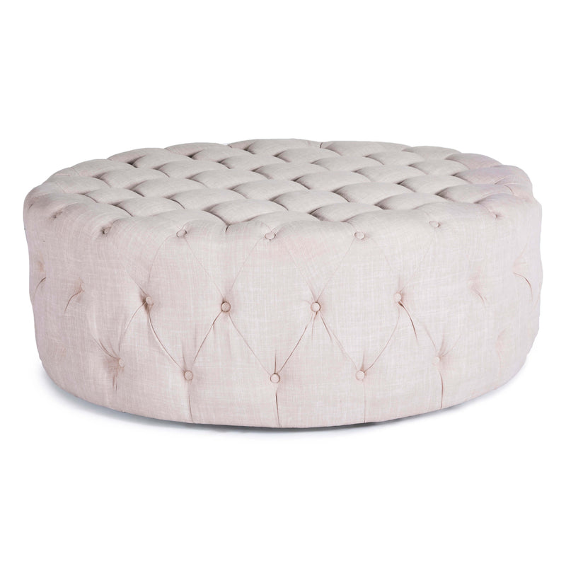 Linen Tufted Ottoman