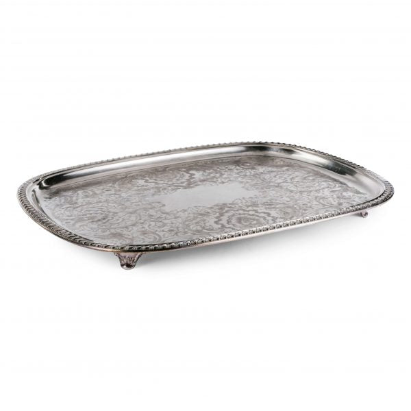 Footed Rectangle Silver Tray