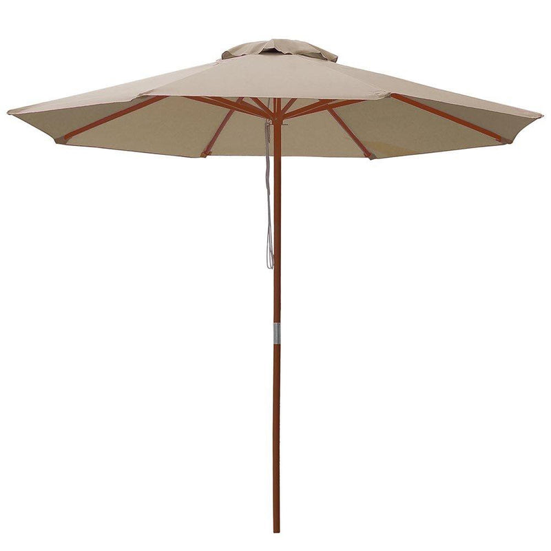 Khaki Market Umbrella w/ Base
