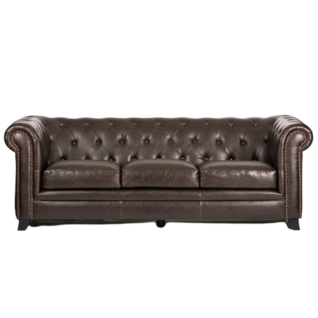 Chesterfield Brown Leather Sofa